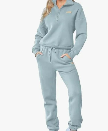 Women 2 Piece Outfits Sweatsuit Lounge Set Half Zip Pullover With Jogger Airport Tracksuit Matching Pants Set