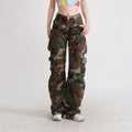 European American Street Trendy Hot Girl Style Women's Mid-Waist Casual Pants Multi-Pocket Decoration Heavy Industry Camouflage