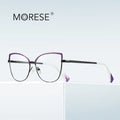 MORESE Model 3024 Women's Computer Anti-Blue Light Butterfly Shape Full Rim Eyewear Cat Eye Eyeglasses Metal Optical Frame