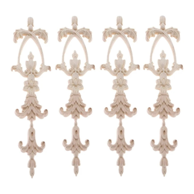 Long Frame Onlays Appliques Wood Carved Decals Wood Carving for Wall Door Mirror Cabinet Dresser Cupboard Wardrobe Closet Decor