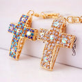 Factory Price Luxury Metal Key Chain Accessories Cartoon Cute Crystal Rhinestone Cross Keychain Fashion Alloy Gold Cross Key Rin