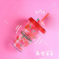 Summer Rotating Straw Cup Plastic Water Cup Lemon Avocado Strawberry Milk Carton Crystal Water Bottle CUP1561