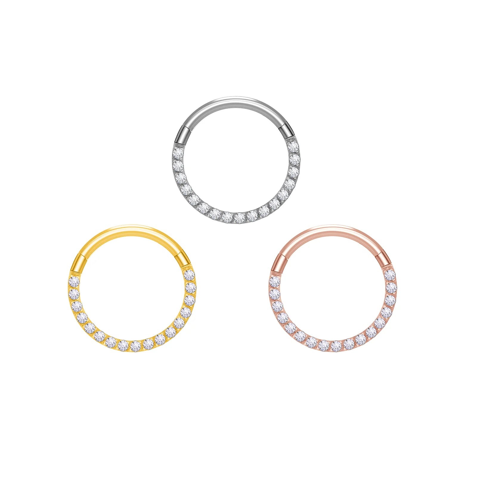 316L Stainless Steel 16G 18G Cubic Zirconia Septum Hoop Segment Nose Ring Clicker Ear Helix Cartilage Unisex Wedding Body