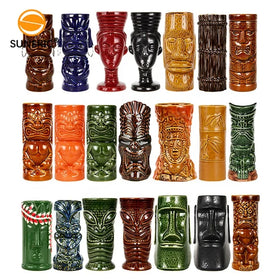 Wholesale Custom Logo Tiki Bar Ceramic Cup Unique Designs Hawaii Shot Cocktail Bar Hawaii Ceramic Tiki Mug