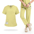 Female Plain Solid Spandex Stretch Shirt Clinical Pharmacist Pediatric Surgical Uniform Nursing Scrub Top With Straight Pants