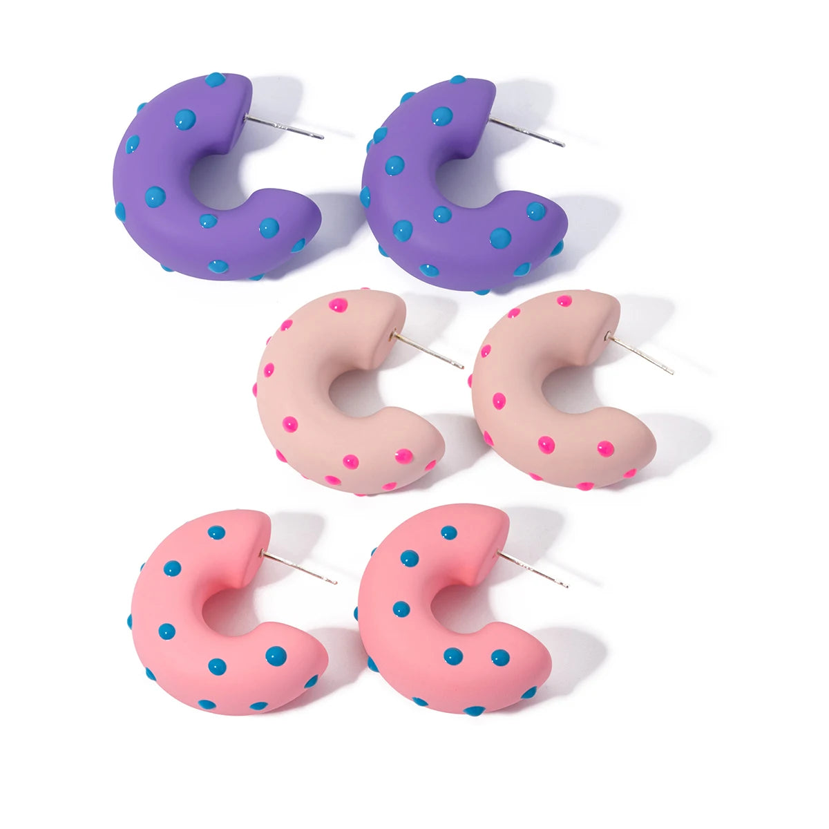 J&D New Trendy Resin Plastic Jewelry Colorful Enamel CC Hoop Doughnut Earring Girl Gift Spring Summer