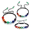 Handmade Braided Adjustable Knot Real GEM 8MM Natural Stone Beads Women Men Yoga Healing 7 Chakra Bracelet Jewelry