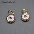 High Quality Anti Fading 18K Gold Plating Colorful CZ Pave Small Round  Charms for Jewelry Earring Bracelet Necklace Making