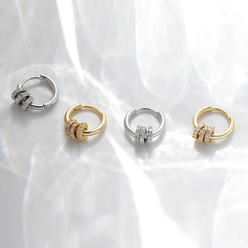 Wholesale Small Circle Diamonds Earrings Gold-Plated Fashion Copper Jewelry for Women for Weddings Engagements and Gifts