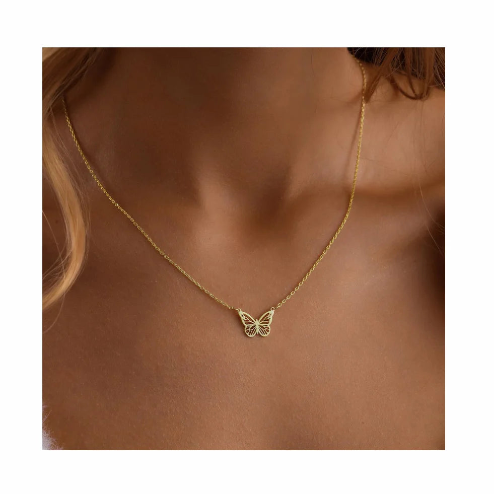 Fashion 14K Gold Butterfly Necklace Tiny Butterfly Necklace Minimalist Butterfly Necklace Gift for Her Mothers day Gift