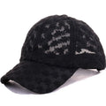 Women's Elegant 6-Panel Summer Baseball Cap Fashionable Lace Flower Hollow Sun Hat 100% Polyester for Running