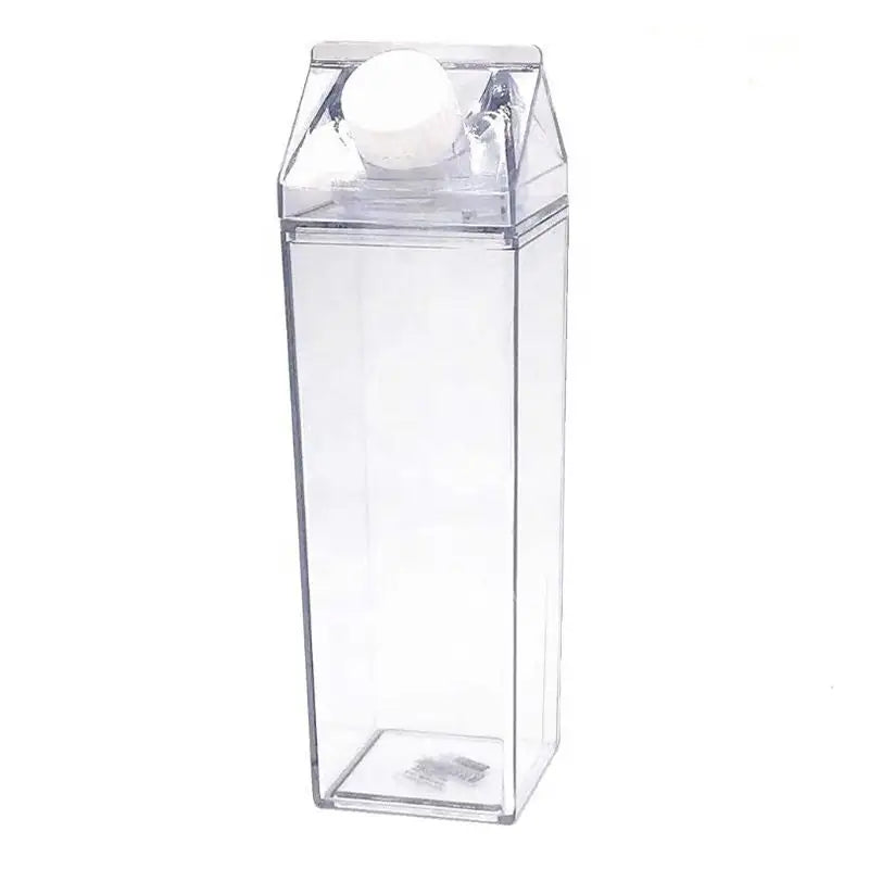 Bpa Free Carton Shaped 500ml square Plastic Milk Bottles Acrylic Milk Carton Water Bottle 1000ml for Outdoor Travel or Camping