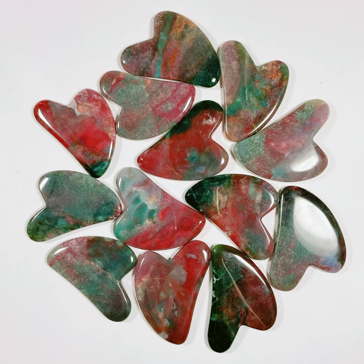 Huiying Indian Agate Gua Sha Stone Heart Face Facial Massager Tool Scraping Apparatus