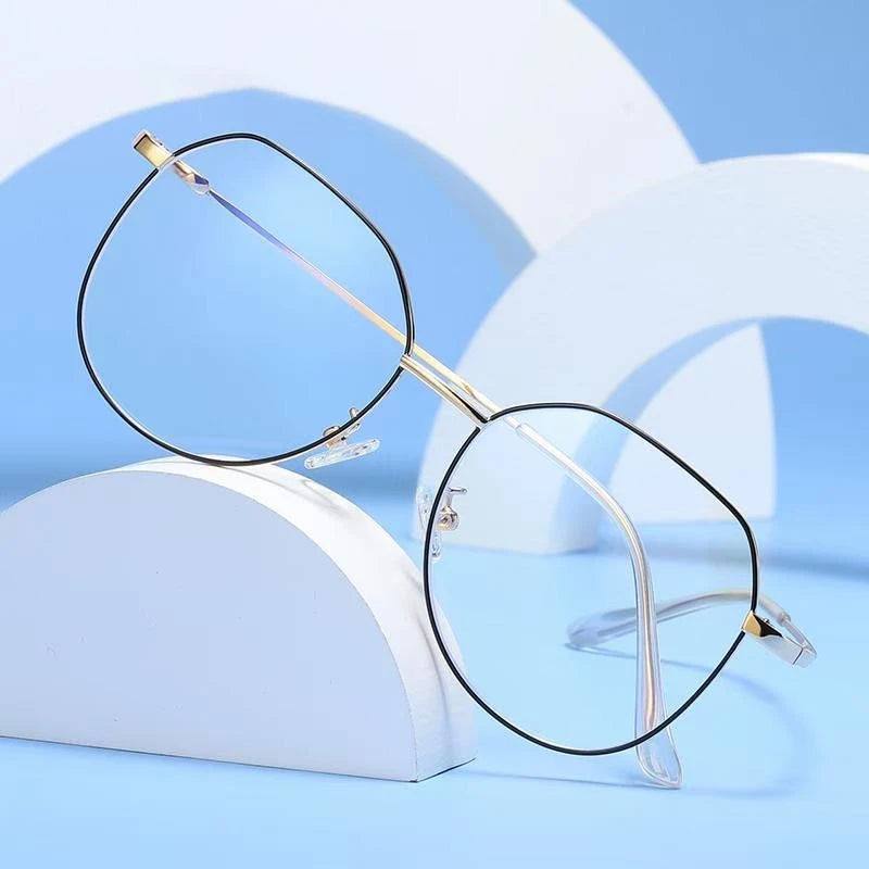 Unisex Metal Round Frame Eyeglasses Gold Color Anti Blue Light & UV400 Blue Light Blocking Computer Eyewear MegaBDM