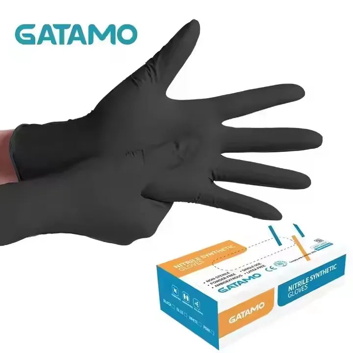F031 Disposable Black Nitrile Gloves Powder-Free and Latex-Free with Anti-Static Function and Anti-Slip Design for Examination
