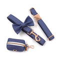 Luxury Collar Dog Pet Supplies Poop Bag Holder Dark Denim Dog Collar and Leashes Bowtie Waste Bag Holder Premium Dog Collar