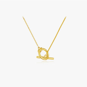 FUAMAY Fashion 18K Gold Plated 925 Sterling Silver Toggle Shackle Basic Rope Necklace Splicing Basic Necklace