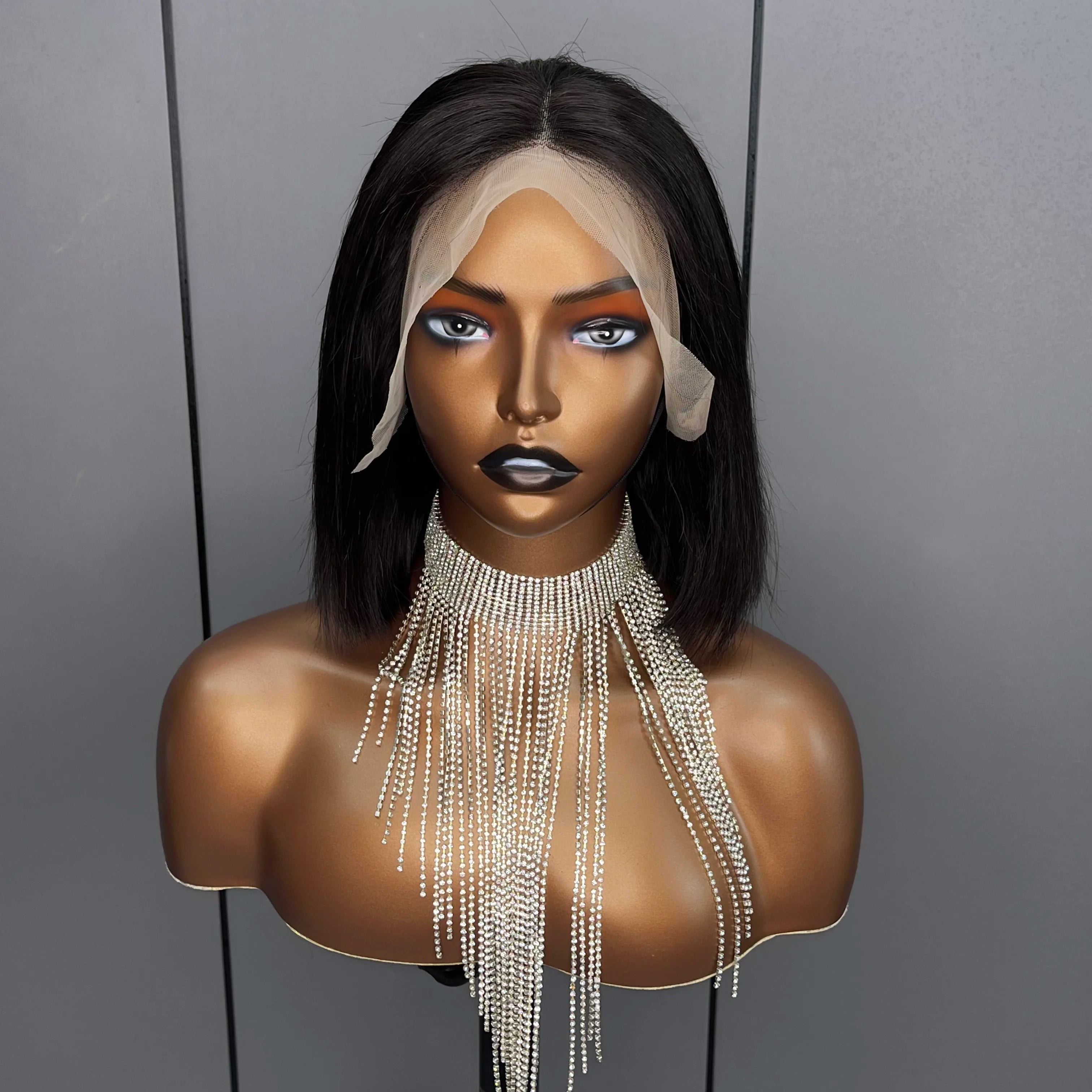Factory Price 13x4 Short Double Drawn Vietnamese Raw Hair Lace Front Wigs Vietnam Hair Bone Straight Bob Wigs for Black Women