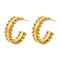 Fashion Minimalist Jewelry Women C Shape Ball Bead Gold Stainless Steel Earrings