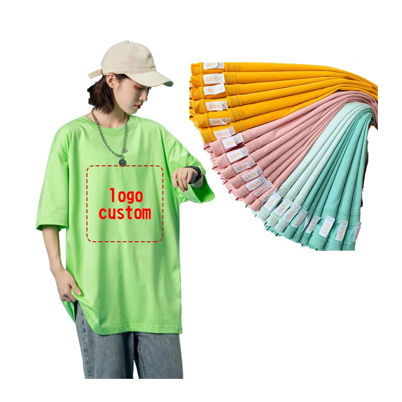 OEM ODM High Quality 205 Grams Round Neck Cotton t Shirts Custom logo Drop Shoulder Loose Version Oversize Tshirts for Men