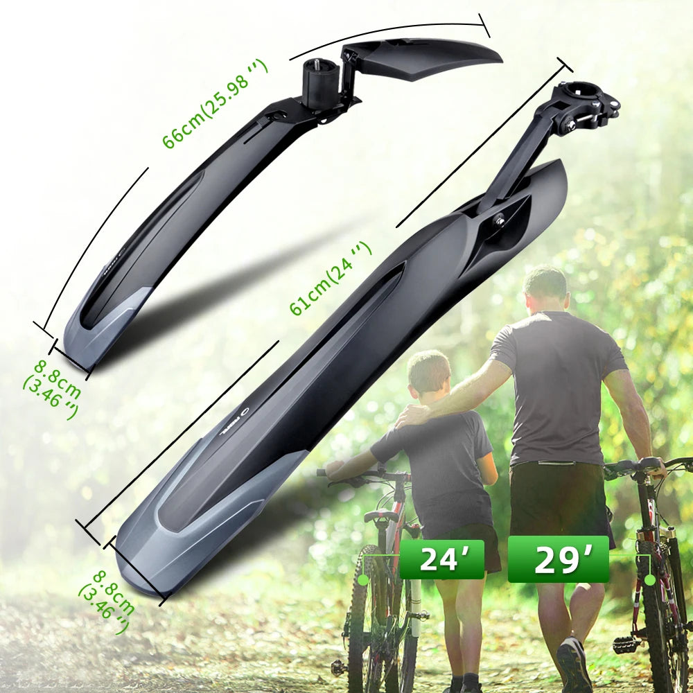 RBRL Bike Fender Set 24-29 Inch Mountain Bike Mudguard Against Splashing Water Easy to Install Mudguard