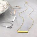 925 Pure Silver Necklaces Wholesale Personality Custom Stamp Engraved Name Blank bar Necklace