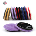 LEADMAX 6-inch Purple High Density Lamb's Woolen Polish Buffing Pad Customizable OEM Round Foam Pads for Car Body Polishing