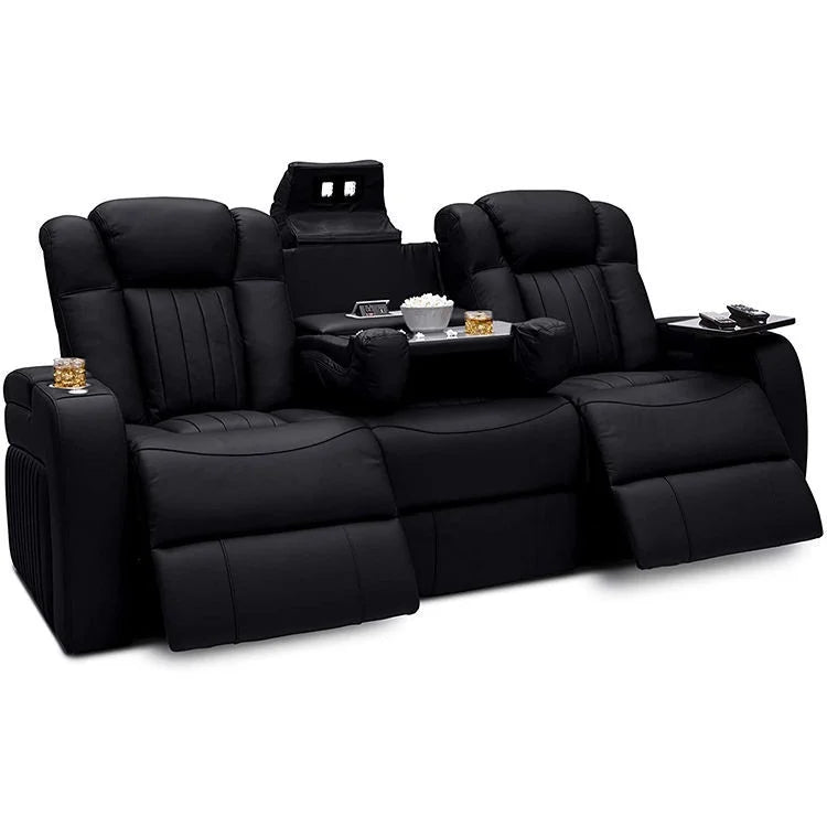 Private Villa Modern Sectional Sofa Set Genuine Leather Top Cowhide Layer Electric Adjustable Multifunctional Home Theater