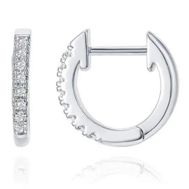 New Arrival Fashion Simple Elegant Gold Plated Crystal Micro Inset Circle Hoop Stud Earring for Women