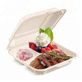Biodegradable Food Container White Disposable Cornstarch Box With Lid Packaging Take Away Containers