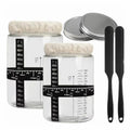 2 Pack 1200ml Wide Mouth Large Capacity Glass Sourdough Starter Jar Kit with Cloth Cover Thermometer