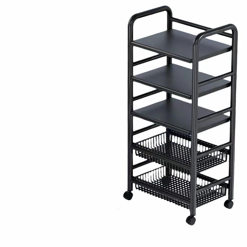 Modern High-End Black Kitchen Rack Thicken Floor-to-Ceiling Foldable for Home Office Dining Warehouse New Release Furniture