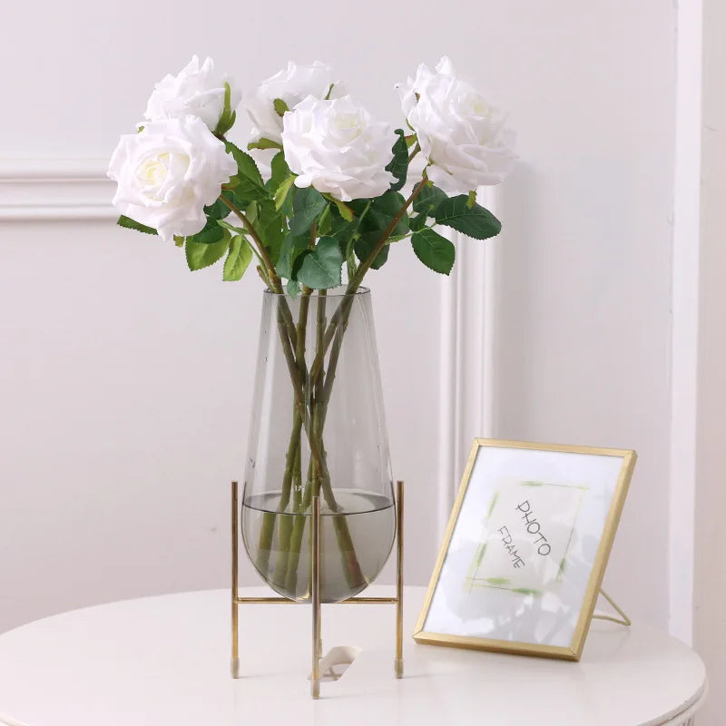 44cm Cheap White Latex Roses Velvet Rose Flower Window Display Props for Wedding Decoration