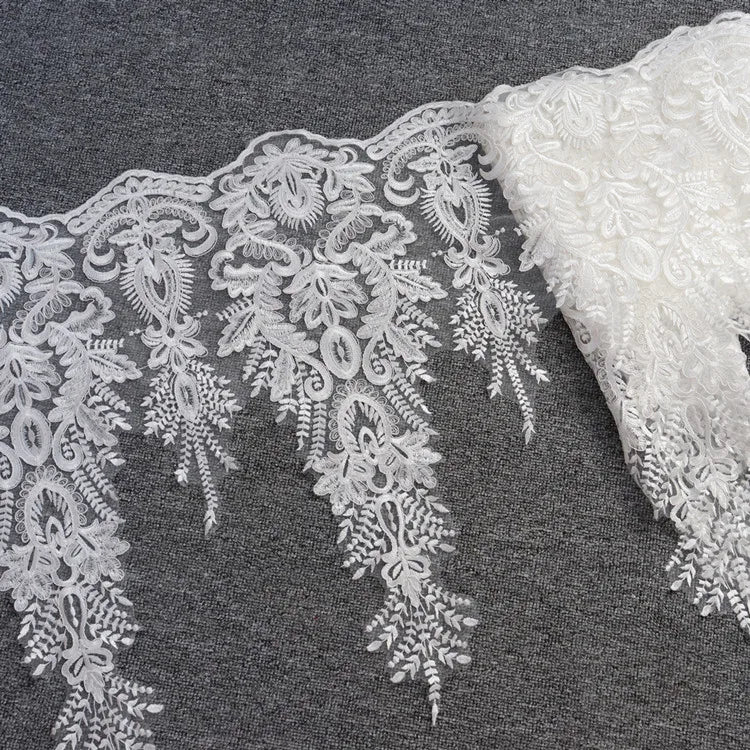 Handmade White 57cm Embroidery Lace 100% Polyester Fashionable DIY Wedding Dress Veil Accessories Garments Shoes Bags-Made Mesh