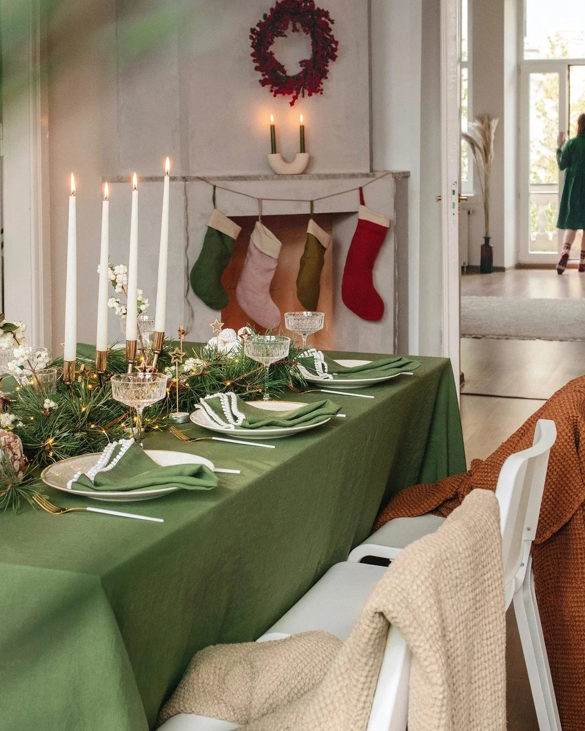 108x156 Long Linen Tablecloth Linen Outdoor Tablecloths for Wedding Garden Table Factory Good Price