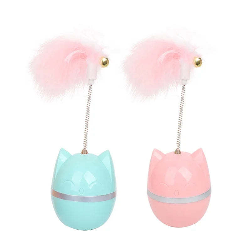 Factory Wholesale Tumbler Feather Cat Spring Toy Interactive Cat Ball Toy