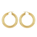 High Quality 18K Gold Plated Brass Jewelry Large Hollow Tube Round Hoop Earrings E211289