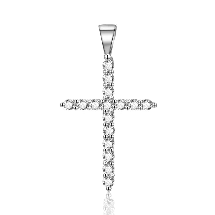 POLIVA 925 Sterling Silver Cross Christian Pendant Rhodium & Gold Plated with Zircon Chic Christian Charm Pendants