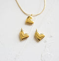 Puffy Heart Charm Necklace 18k Gold Stainless Steel Dainty Necklace Heart Pendant Love Jewelry Valentines Day Anniversary Gift