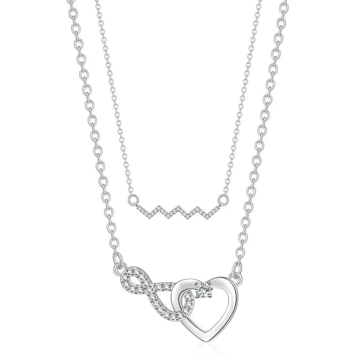 SC Original Design Wedding Necklace Creative Mountain Waves Pendant Necklace Dainty Silver Zircon Infinity Heart Necklace Women