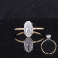 Starsgem Solitaire Yellow Gold Brilliant Crushed Ice 1 2 3 Carat 1.5ct 3ct 5ct Hidden Halo Oval Moissanite Ring