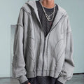 Custom Design Light Weight Zip up Hoodies Distressed Scattered Edge Hoodie Blank Dirty Fit Vintage Wash Zip up Hoodie