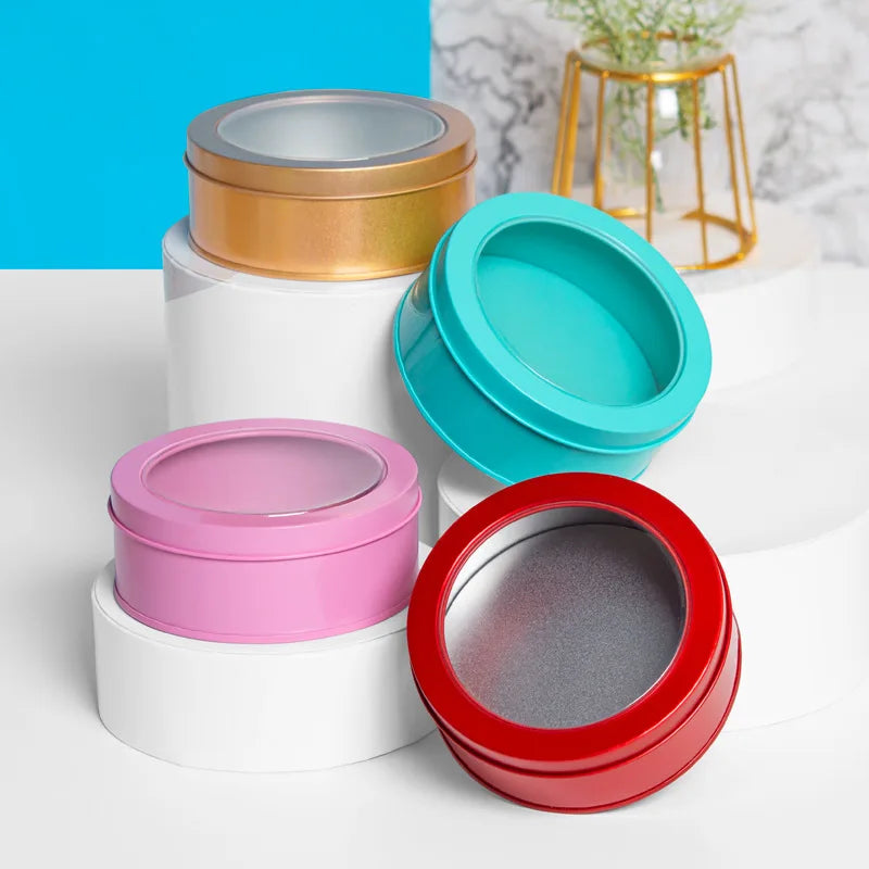 Wholesale Custom Printed Black Tea & Cookie Tin Box Small Round ODM/OEM Candy Sweet Gift with Top Window Custom Logo Packs