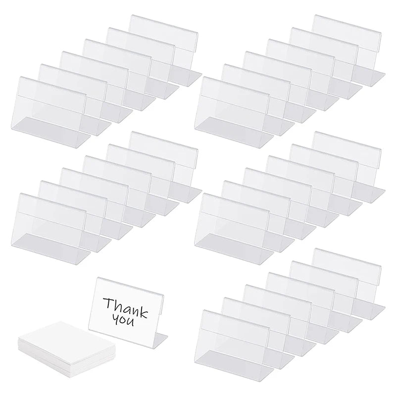 L Shape Clear Sign Holders Price Name Card Tag Label Stands Mini Acrylic Sign Display Holder with Blank Labels