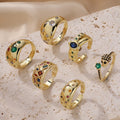 De Oval Cut Colorful Cubic Zirconia Ring Brass Colorful Gemstone Zirconia Rings Gemstones 5A Cubic Zirconia Brass Rings