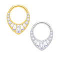ASTM F136 Titanium 16G Septum Jewelry Water Drop V Shape Zircon Nose Ring Daith Helix Cartilage Lobe Earring Piercing Jewelry