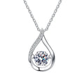 Factory Wholesale 1 Carat Moissanite Pendant Necklace Water Drop Shape Fashion Jewelry in Sterling Silver