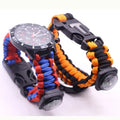 Multifunctional Outdoor Tactical Survival Watch Bracelet Tool Camping Hiking Climbing Emergencies Includes Whistle Fire Starter