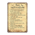 The Cat's Rules Metal Sign Plaque Vintage Tin Sign Retro Poster Decoration for Living Room Pet Shop Wall Decor Love Animal