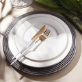 Shengjing Special Solid Luxury White Porcelain Ceramic Dinner Plate Silver Rim Eco-Friendly Modern for Wedding Restaurant Use